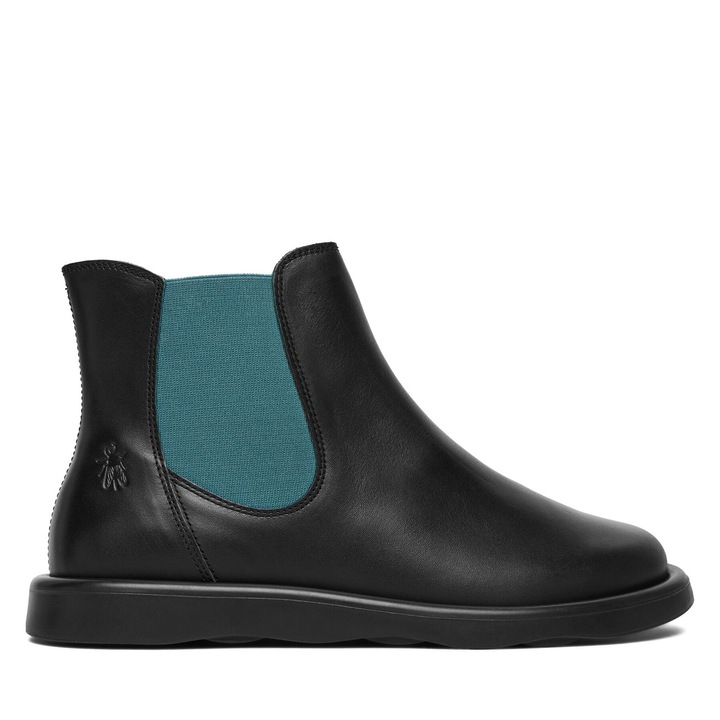 Botine dama P145099005, Fly London, Piele naturala, Negru/Verde