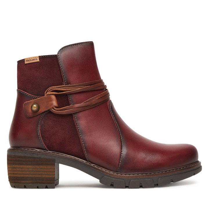 Botine dama W1T-8906C2, Pikolinos, Piele naturala, Visiniu