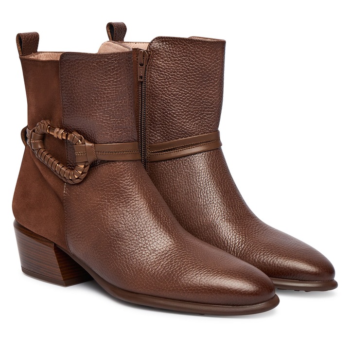 Botine dama C002 PHI254297, Hispanitas, Piele naturala, Maro