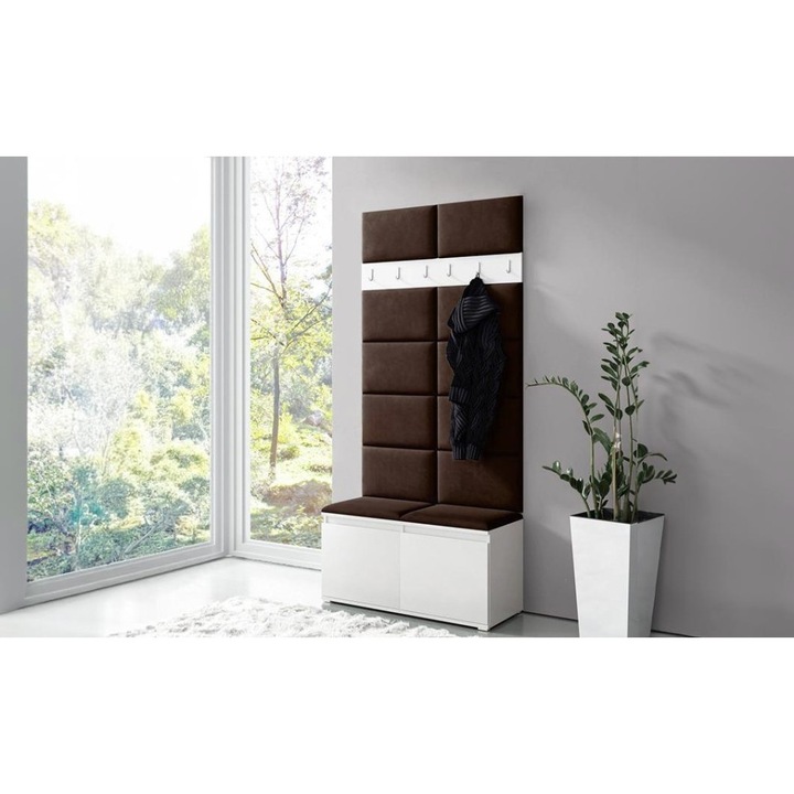 Cuier Hol Max 1 Culoare Maro inchis cu Alb 100x215x40 cm