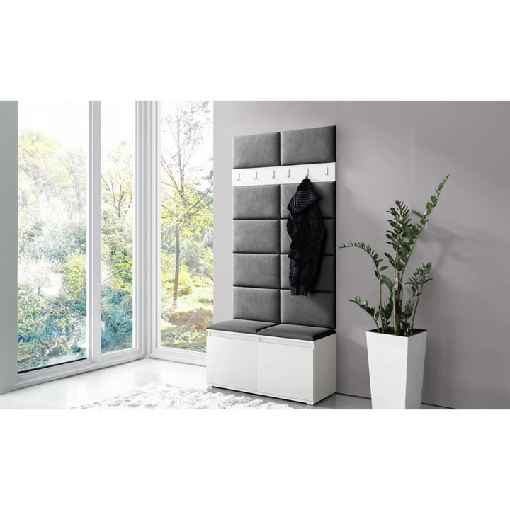 Cuier Hol Max 1 Culoare Gri grafit cu Alb 100x215x40 cm