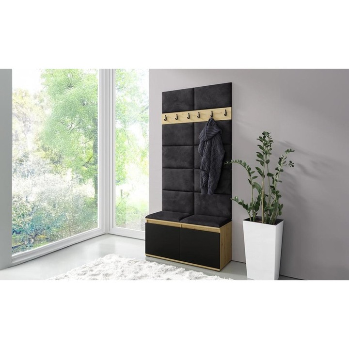 Cuier Hol Max 1 Culoare Negru cu Artisan 100x215x40 cm