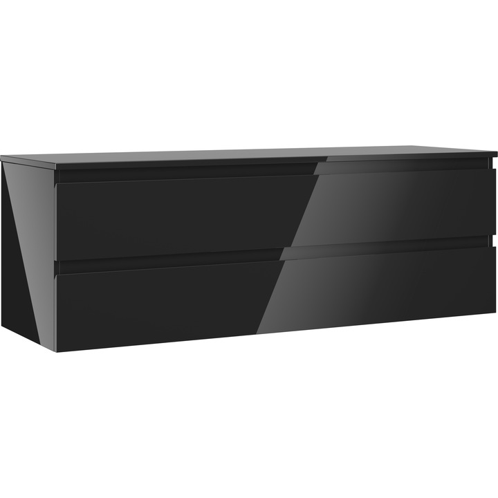 Mexen Orio dulap de baie sublavoar 140 cm cu blat, 2 sertare, negru lucios - 91A10-14047-2-BFFC70