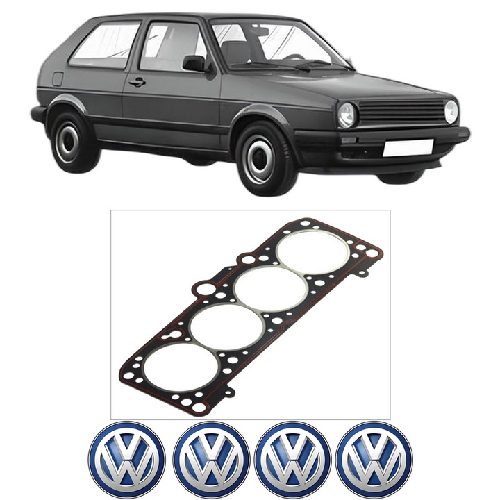Garnitura chiuloasa Volkswagen GOLF II (19E, 1G1) 1.8 GTI 16V din 1986-1991 KW 95 CP 129 CMC 1781, auto, Elring, 4x Stickere auto cu Volkswagen