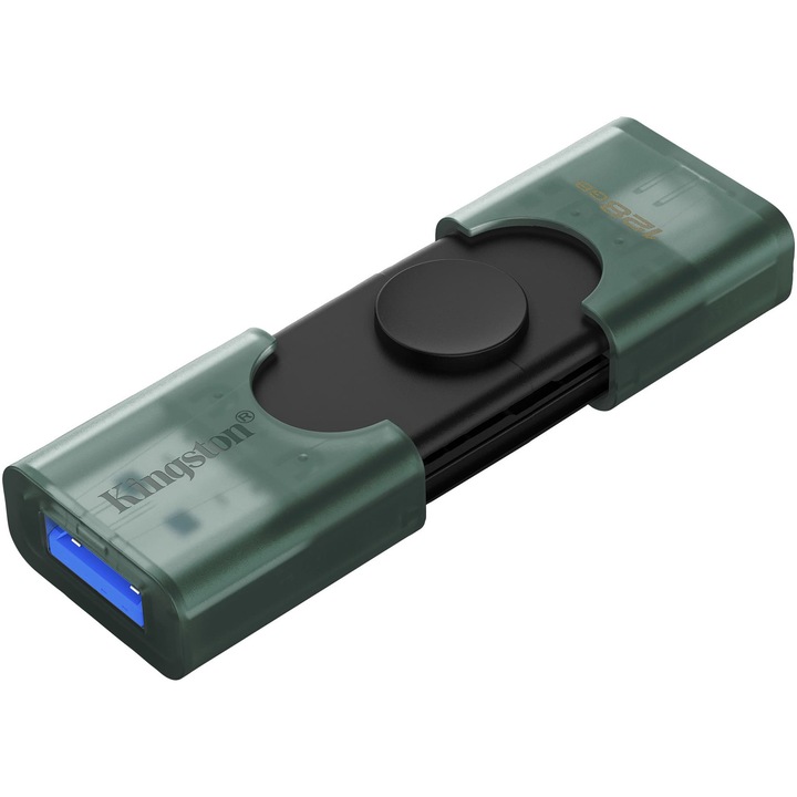 Kingston dt duo pendrive/usb stick, usb 3.2 + type-c, gen 1, 128gb fekete/sötétzöld