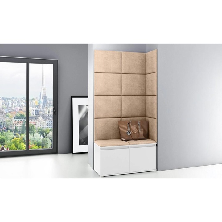 Cuier Hol Max 2 Culoare Bej inchis cu Alb 100x170x40 cm