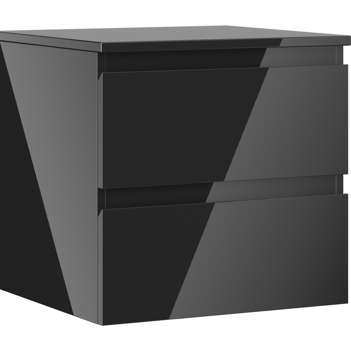 Mexen Orio dulap baie sub chiuveta 50 cm cu blat, 2 sertare, negru lucios - 91A10-05047-2-BFFC70