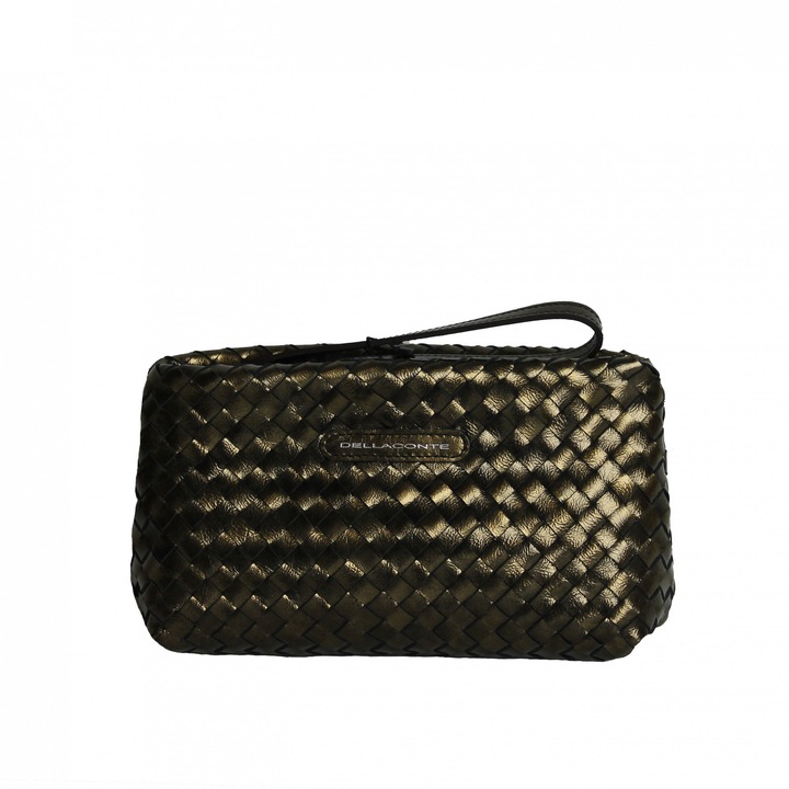 Kézzel szőtt természetes bőr borítéktáska, Dellaconte, speciális sárgaréz színben