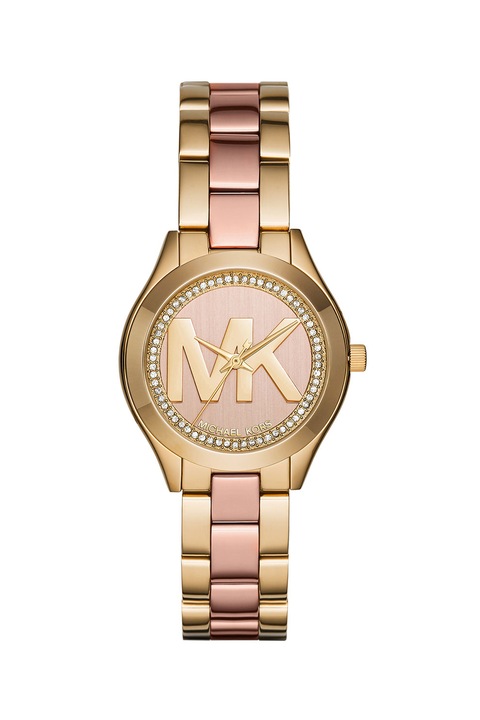 Michael Kors, Ceas cu bratara metalica Mini Slim Runway, Auriu/Auriu rose