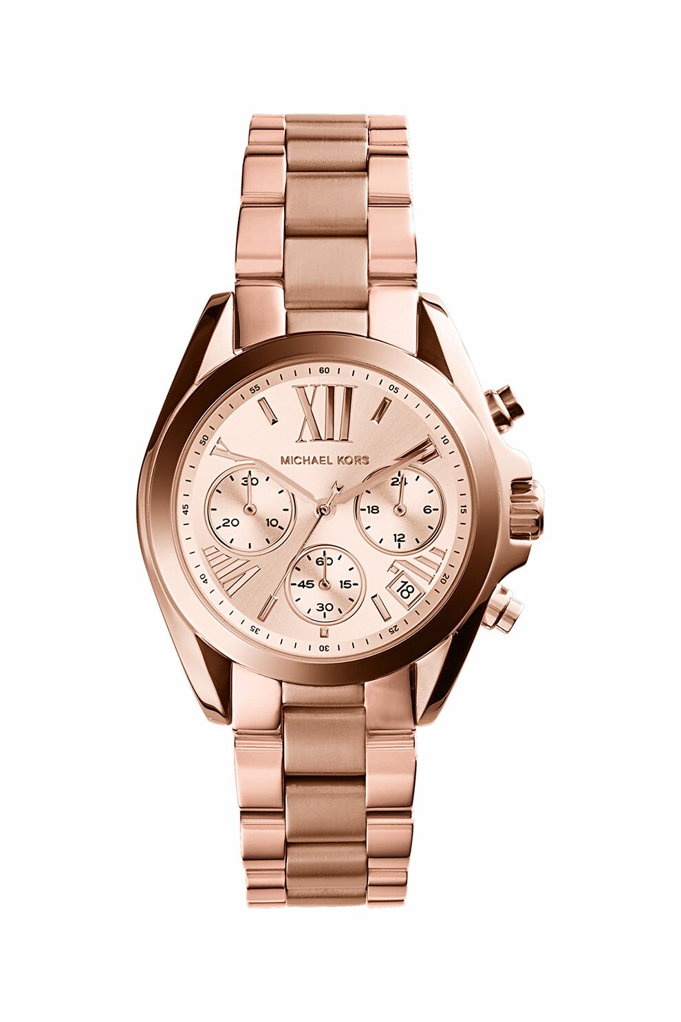 Michael Kors, Ceas cronograf cu bratara metalica Mini Bradshaw, Auriu rose
