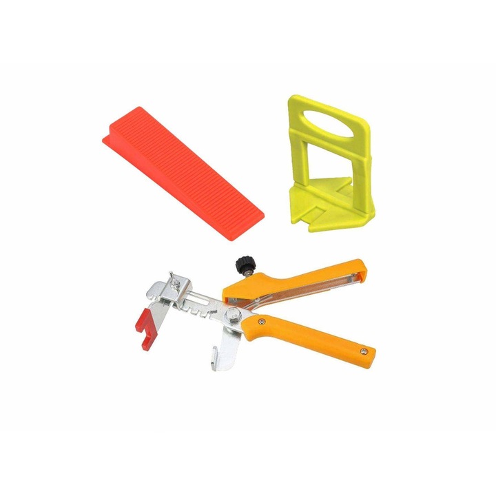 Set nivelare gresie 2.0 mm - 800 clipsuri, 200 pene si 1 cleste metalic gama PROMaxx