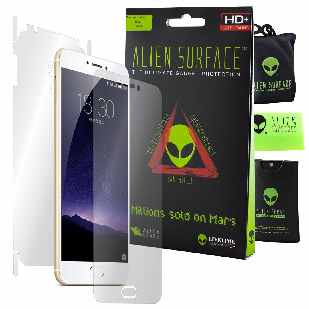 Folie Alien Surface HD, Meizu MX6, protectie ecran, spate, laterale + Alien Fiber Cadou