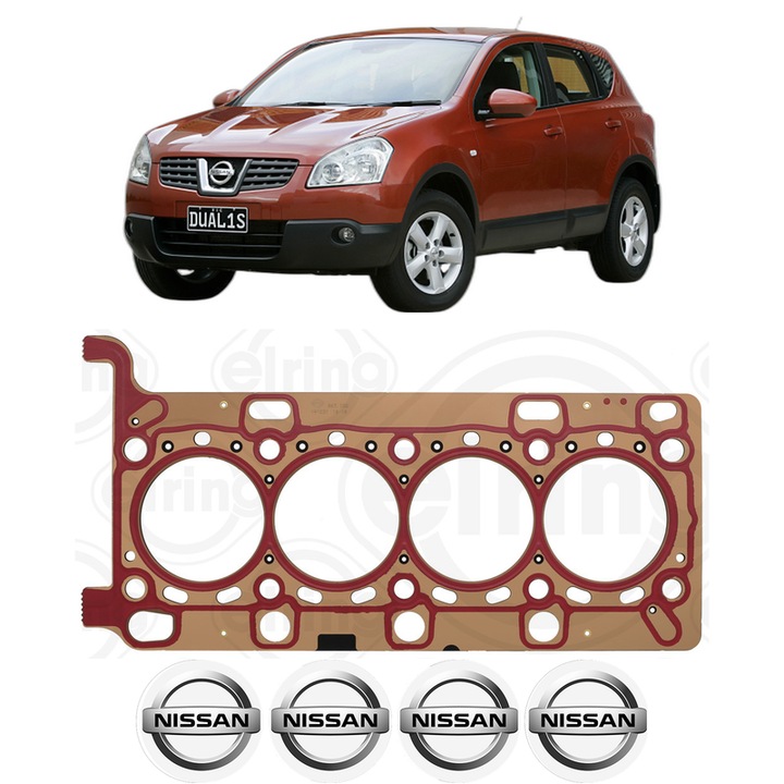 Garnitura chiuloasa NISSAN QASHQAI I (J10, NJ10) 1.6 dCi din 2011-2013 KW 96 CP 130 CMC 1598, auto, Elring, 4x Stickere auto cu NISSAN