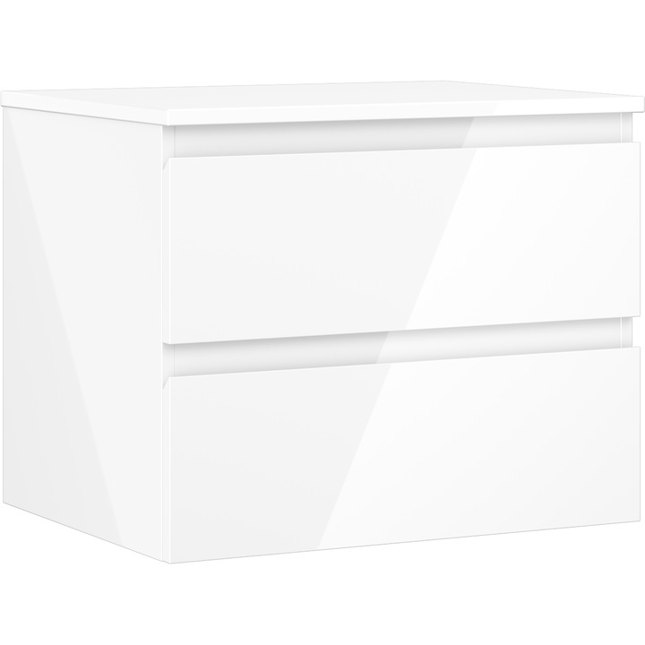 Mexen Orio dulap baie pentru lavoar 60 cm cu blat, 2 sertare, alb lucios - 91A10-06047-2-BFFC00
