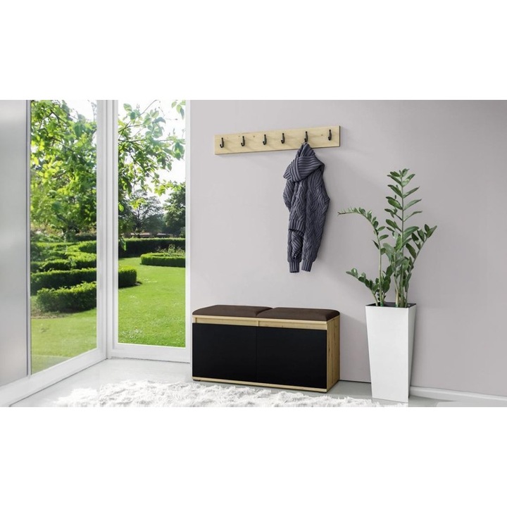 Cuier Hol Max 5 Culoare Maro inchis cu Artisan 100x40 cm