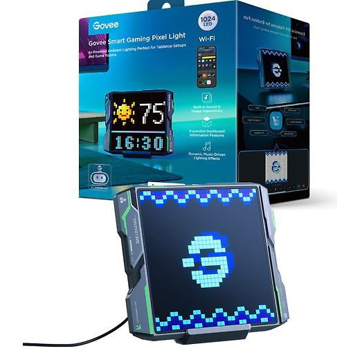 Panou LED RGBIC Govee Pixel Light H8630C81, 12 W, retro 8-bit incorporat, Wi-Fi 2.4GHz, Bluetooth, aplicatie Govee Home
