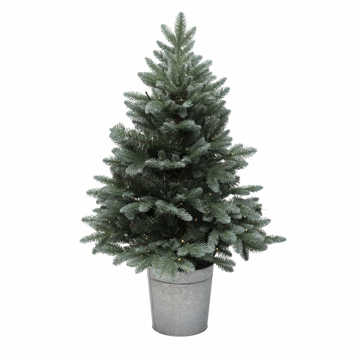 Home KMF90BLED elemes műfenyő LED-ekkel, 100db melegfehér LED, 90cm magas, 3D és 2D tűlevelek, elemes tápellátás, beltéri kivitel