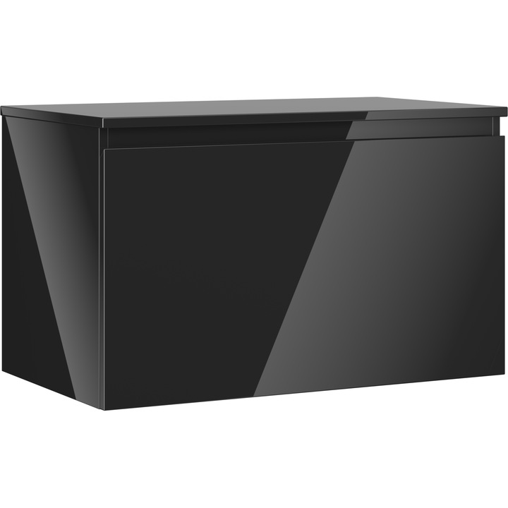 Dulap baie Mexen Orio sub chiuveta, 80 cm cu blat, 1 sertar, negru lucios - 91A10-08047-1-BFC70