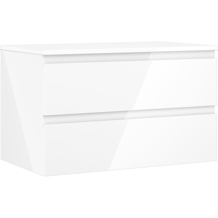 Dulap baie Mexen Orio sub lavoar 80 cm cu blat, 2 sertare, alb lucios - 91A10-08047-2-BFFC00