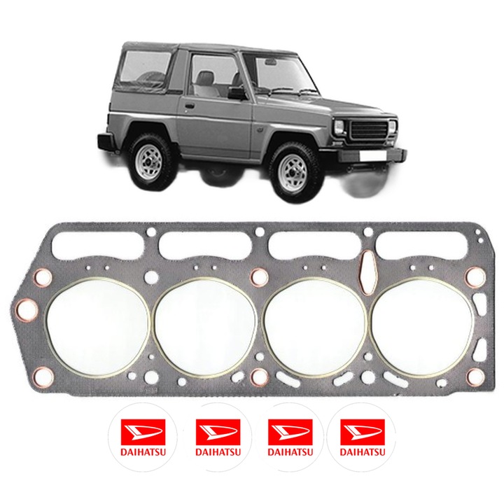 Garnitura chiuloasa DAIHATSU ROCKY Soft Top (F7, F8) 2.0 (F70, F75, F80, F85) din 1985-1993 KW 65 CP 88 CMC 1998, auto, Elring, 4x Stickere auto cu DAIHATSU