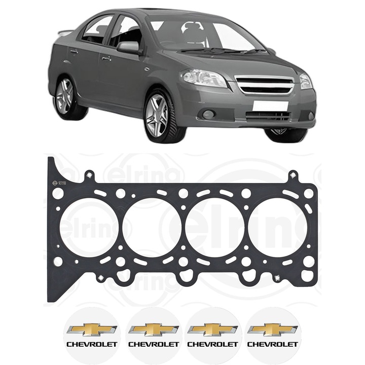 Garnitura chiuloasa CHEVROLET AVEO / KALOS Hatchback (T250, T255) 1.2 LPG din 2008-2011 KW 62 CP 84 CMC 1206, auto, Elring, 4x Stickere auto cu CHEVROLET