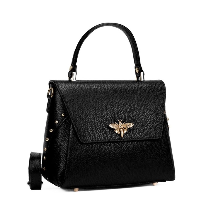 Poseta Piele Karin - Negru, Geanta Casual din Piele Naturala, Geanta, Genti