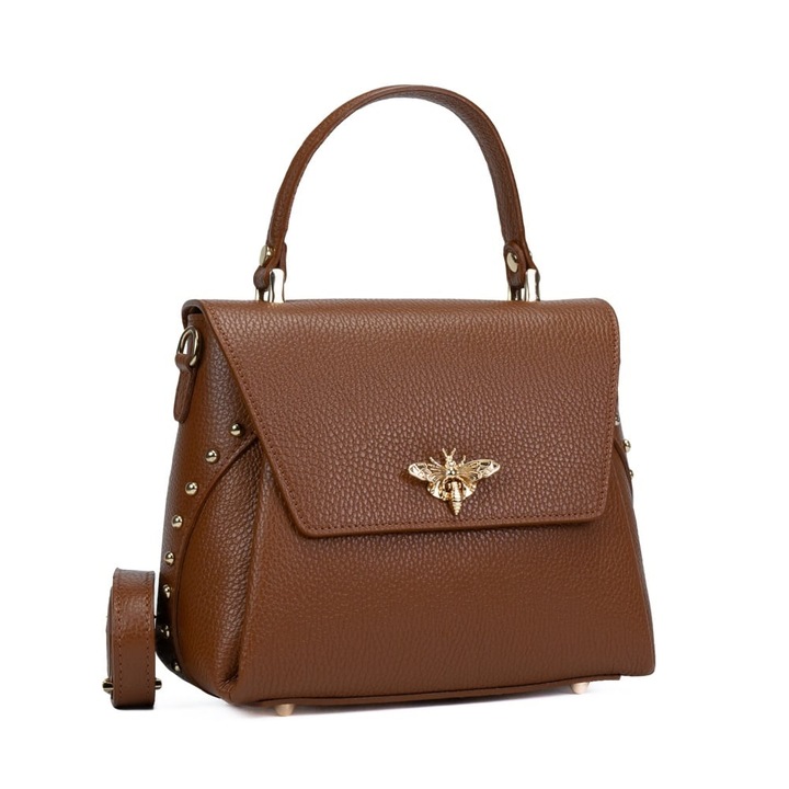 Poseta Piele Karin - Coniac, Geanta Casual din Piele Naturala, Geanta, Genti