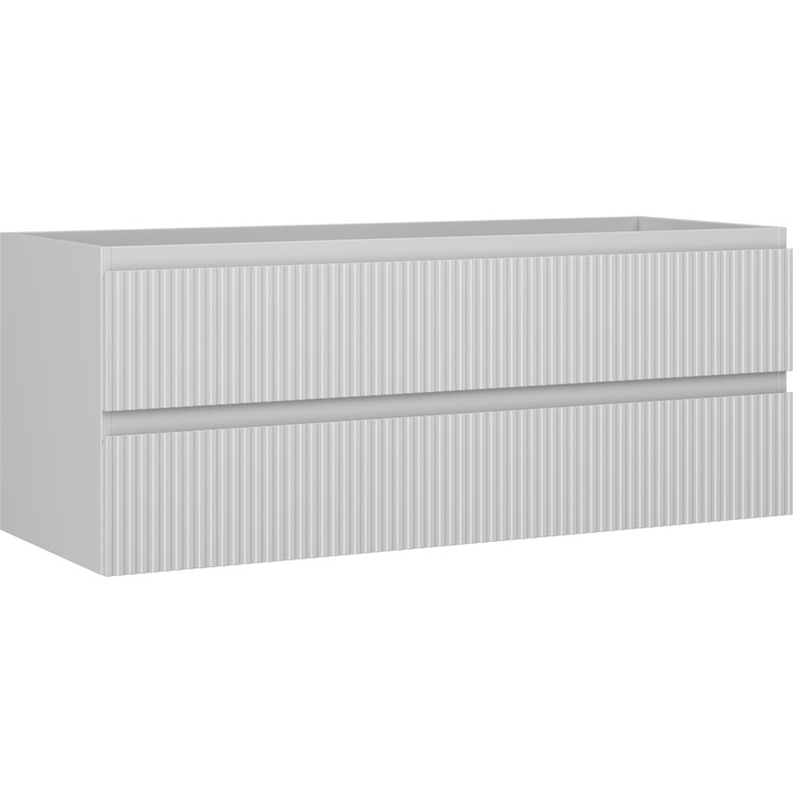 Dulap baie pentru lavoir Mexen Rivel, 120x47x46 cm, 2 sertare, canelat, gri mat