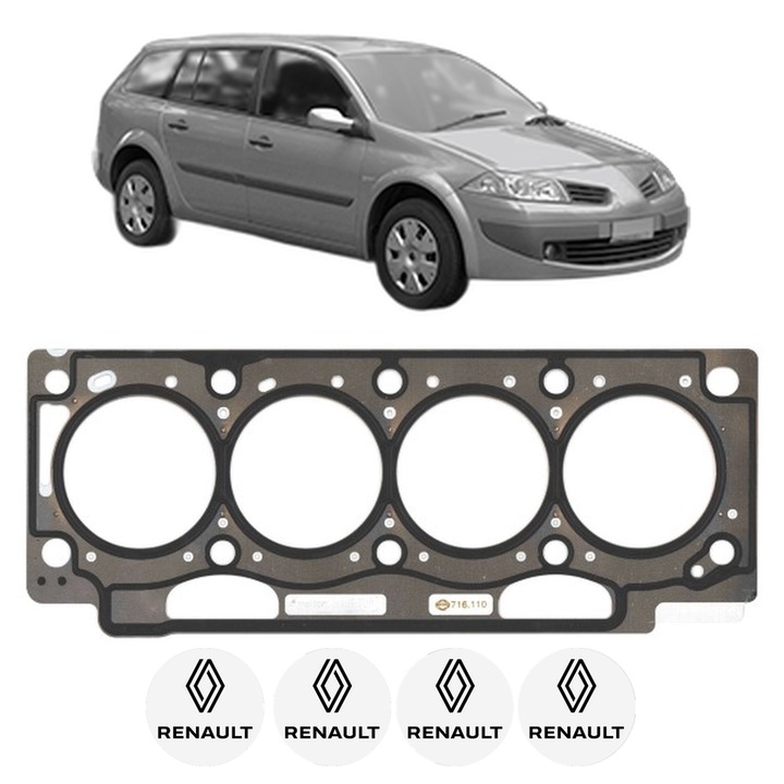 Garnitura chiuloasa RENAULT MEGANE II Estate Van (KM_) 1.9 dCi (KM14) din 2006-2006 KW 96 CP 131 CMC 1870, auto, Elring, 4x Stickere auto cu RENAULT