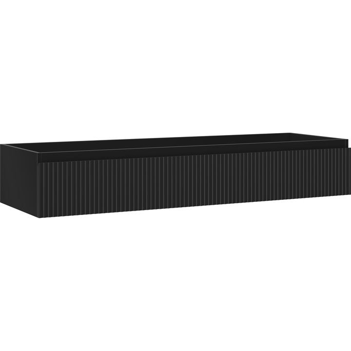 Mexen Rivel dulap baie sub chiuveta 140 cm, 1 sertar, canelat, negru mat - 91A20-14023-1-BF71