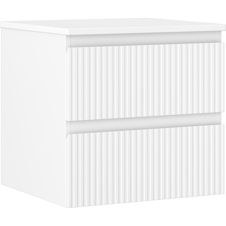 Mexen Rivel dulap de baie sub chiuveta 50 cm cu blat, 2 sertare, canelat, alb mat - 91A20-05047-2-BFFC01