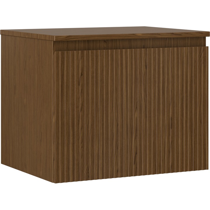 Mexen Rivel dulap baie suspendat de 60 cm cu blat, 1 sertar, striat, nuc - 91A20-06047-1-BFC86