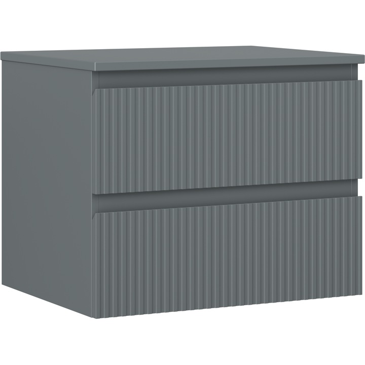 Mexen Rivel dulap baie sub chiuveta de 60 cm cu blat, 2 sertare, canelat, grafit mat - 91A20-06047-2-BFFC66