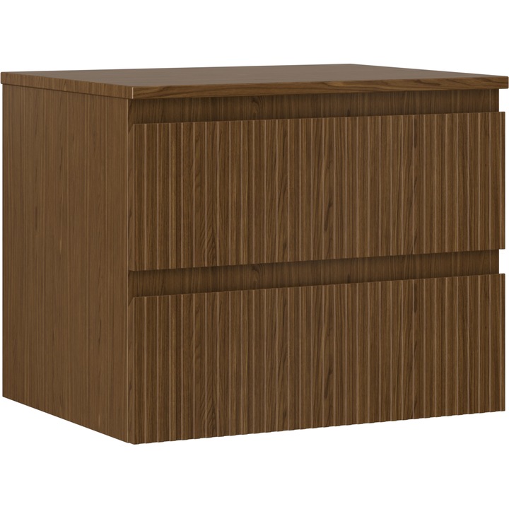 Dulap baie sub lavoar Mexen Rivel, 60x47x46cm, 2 sertare, canelat, nuc