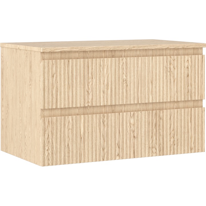 Mexen Rivel dulap baie sub lavoar 80 cm cu blat, 2 sertare, texturat, stejar - 91A20-08047-2-BFFC81