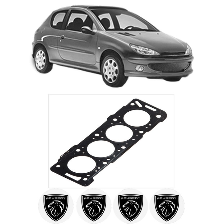 Garnitura chiuloasa PEUGEOT 206 Hatchback (2A/C) 1.9 D din 1998-2001 KW 51 CP 69 CMC 1868, auto, Elring, 4x Stickere auto cu PEUGEOT
