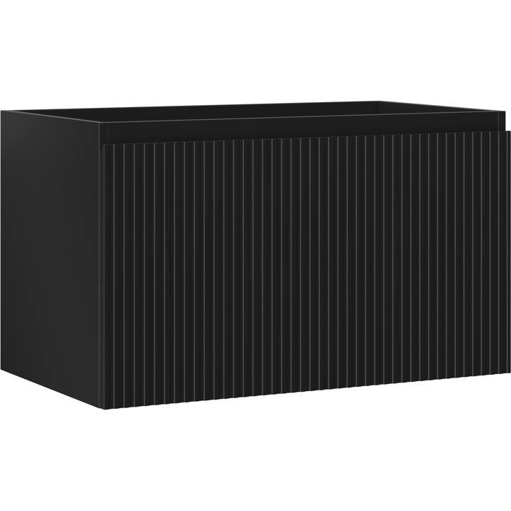 Mexen Rivel dulap baie sub chiuveta 80 cm, 1 sertar, cu caneluri, negru mat - 91A20-08047-1-BF71