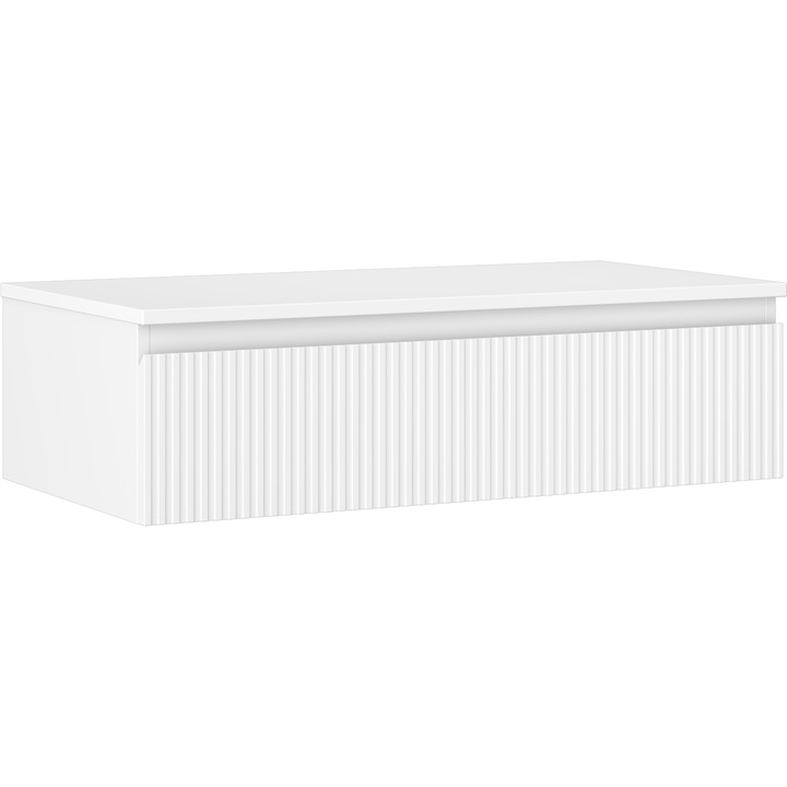 Mexen Rivel dulap baie cu blat, 90 cm, 1 sertar, canelat, alb mat - 91A20-09023-1-BFC01