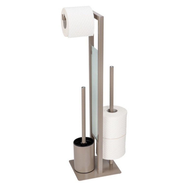 Suport pentru hartie igenica si perie WC RIVALTA, 3in1, WENKO - alunite