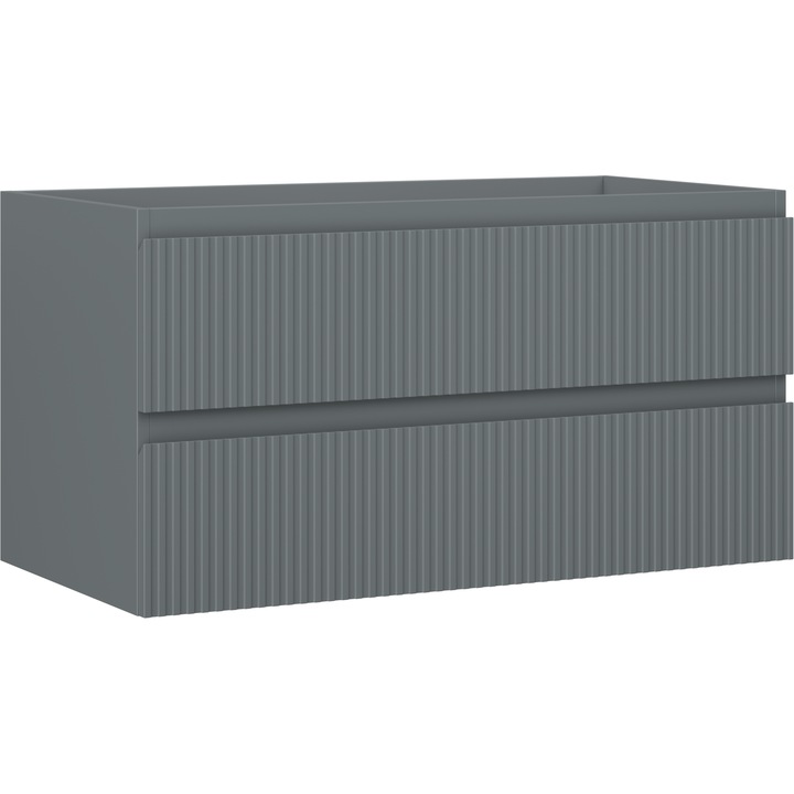 Mexen Rivel dulap baie sub chiuveta 90 cm, 2 sertare, canelat, grafit mat - 91A20-09047-2-BFF66