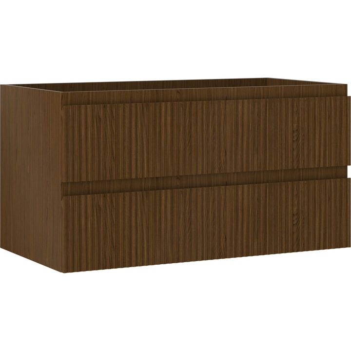 Dulap baie Mexen Rivel, 90x47x46cm, 2 sertare, canelat, nuc