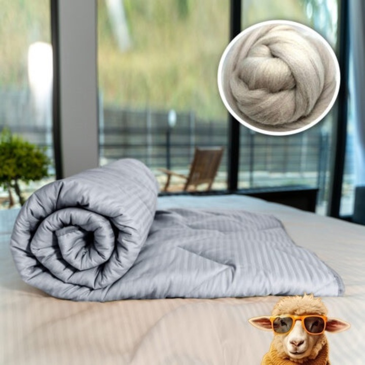 Pilota matlasata Ralex Pucioasa, 100% lana damasc, gri, 140x210cm