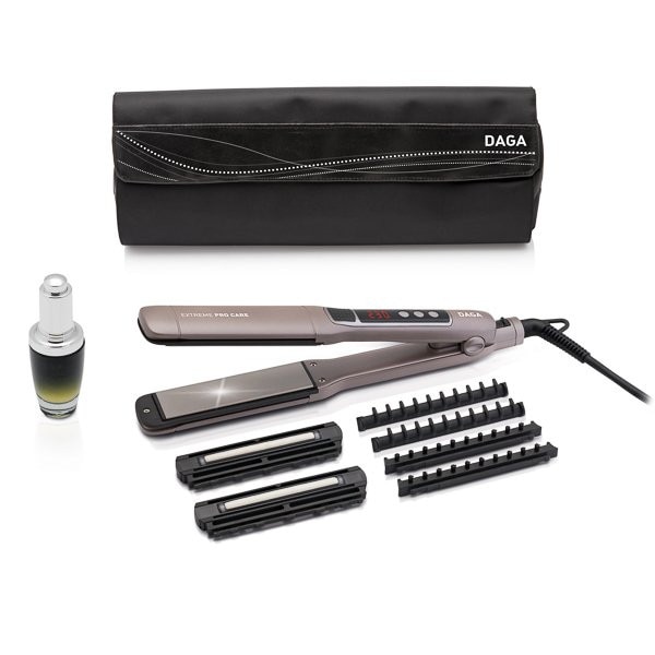 Placa digitala pentru intreptat/ondulat Daga Extreme Pro Care. 55W,termostat:100-230ºC,incalzire 30 sec,oprire automata 60 min,accesorii ptr. tratamentul parului.Lila