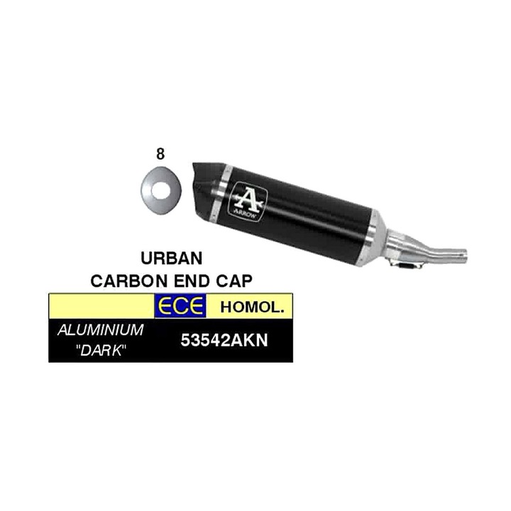 ARROW slip-on kipufogó Yamaha Tricity 300-hoz, sötét alumínium, 350mm x 32mm, karbon véggel