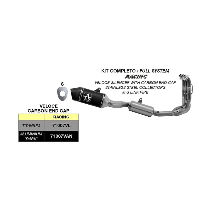 ARROW teljes kipufogórendszer Triumph Daytona 660-hoz, sötét alumínium, karbon vég, 250x60mm