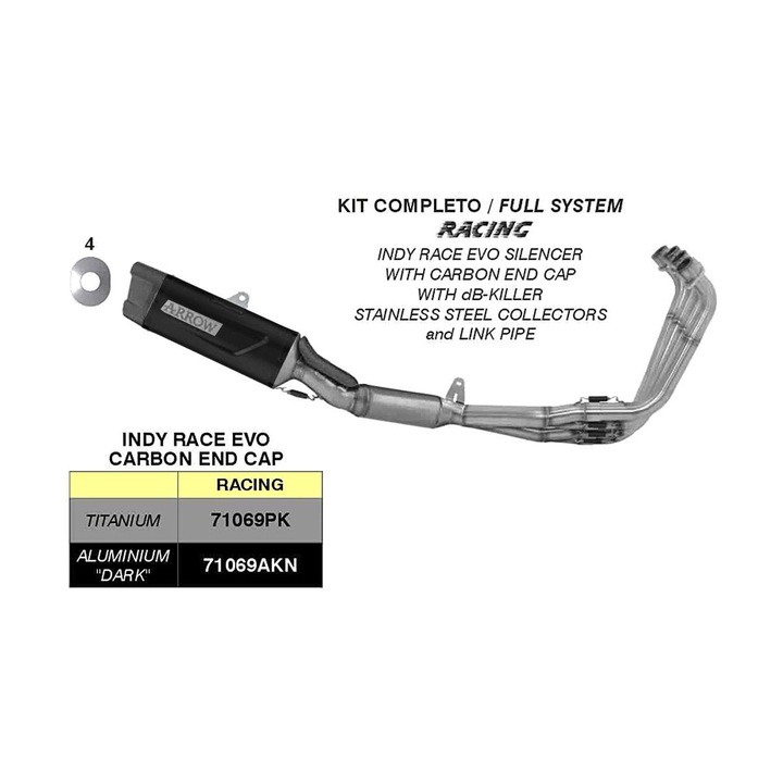 Kit complet esapament racing ARROW Indy Race EVO, aluminiu negru, pentru Honda CB 650 R