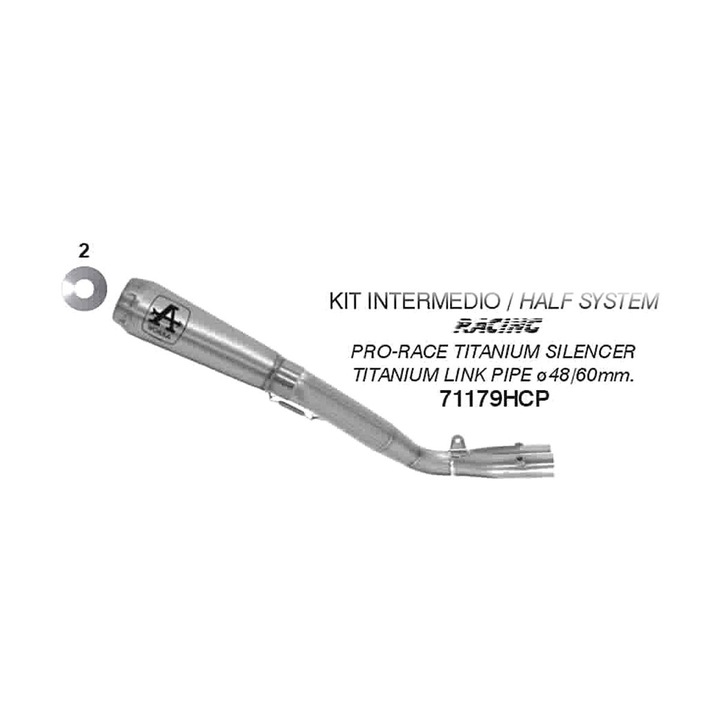 ARROW pro-race titán kipufogó Yamaha YZF R1-hez, 250x53mm, 68mm, 2.21kg, szürke