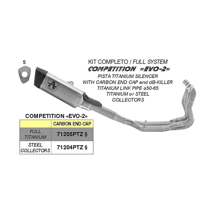 Teljes titán versenykipufogó készlet ARROW Kawasaki ZX-6R 636-hoz, csökkentett súly, aerodinamikus design, szürke
