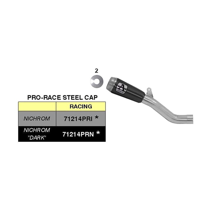 ARROW Pro-Race kipufogó, fekete acél, 200mm, 1.63kg, bemeneti átmérő 60mm, kimeneti átmérő 68mm