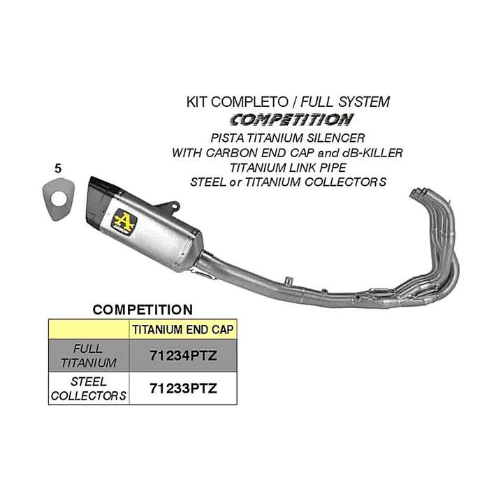 ARROW teljes titán verseny kipufogó Kawasaki ZX-4R-hez, 250x54mm, karbon véggel, szürke